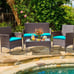 Lacoo 4 Piece Outdoor Patio Furniture PE Rattan Wicker Table and Chairs Set with