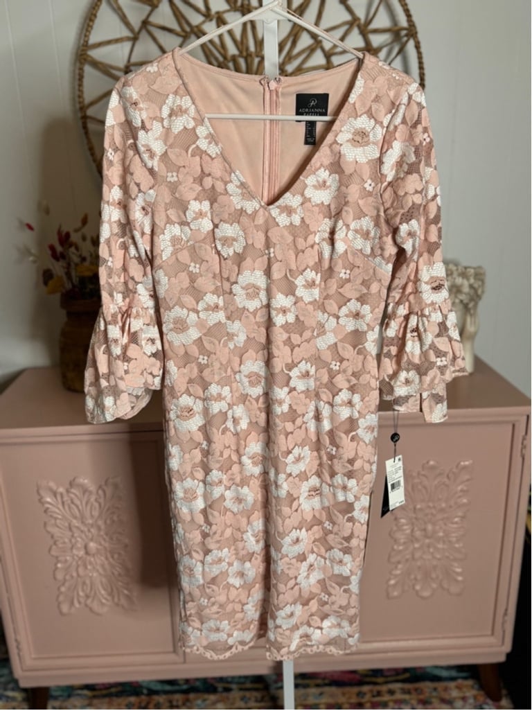 Women's Adrianna Papell Dress, Size 2 Pink & White
