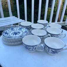 Beautiful Indies Ironstone cups and Saucers 8 sets