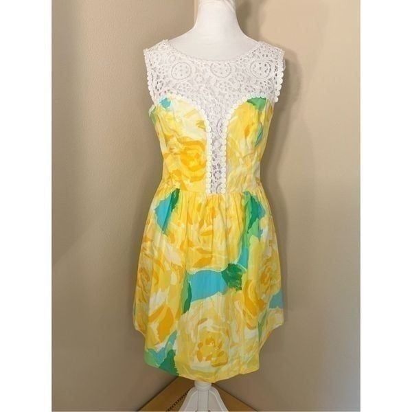 Lilly Pulitzer First Impressions Yellow White Reagan Sunglow Dress Size 2