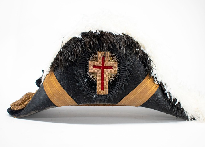 Vintage Masonic Knights Bicorne Hat w Ostrich Feather Cincinnati Regalia Company