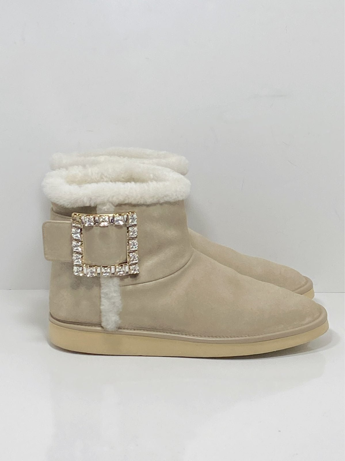 Roger Vivier Winter Viv' Strass suede and shearling ankle boots size 39