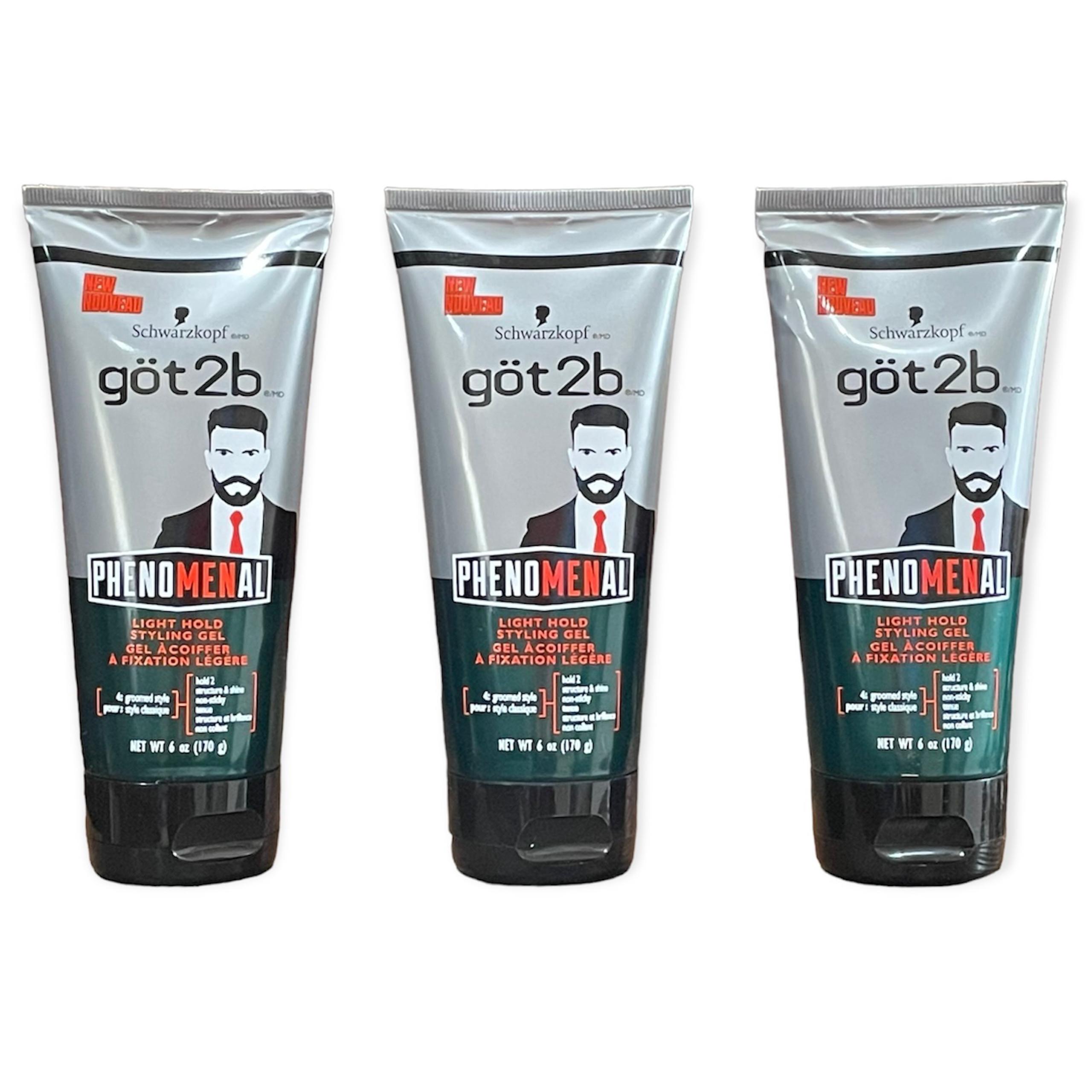 Got2b Phenomenal Light Hold Styling Gel Schwarzkopf Men NEW Lot Of 3