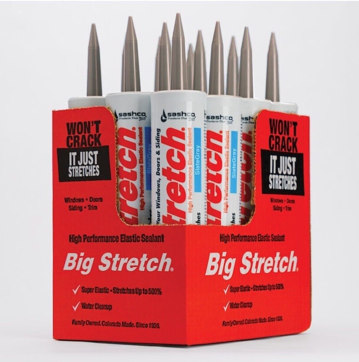 Sashco Caulk Big Stretch 12-Pack 10.5-oz Slate Gray Paintable Latex