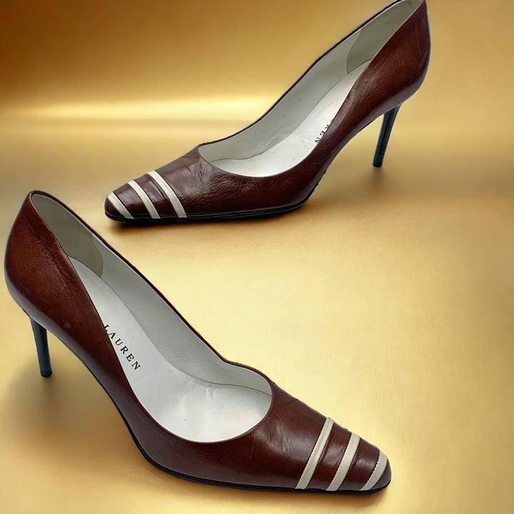 RALPH LAUREN Napa Leather Classic Runway 01 Collection Pumps Size 7 Narrow