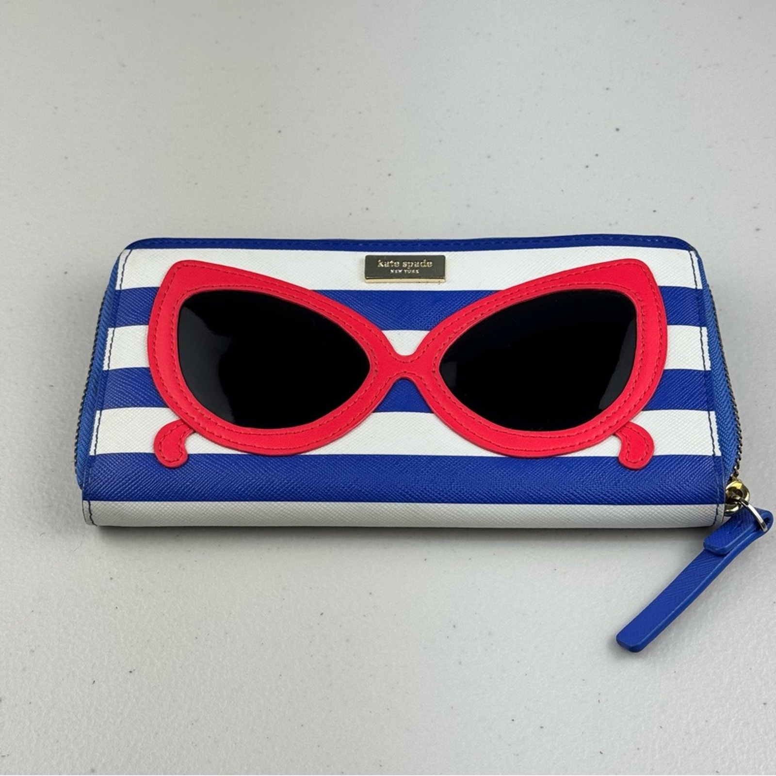 Kate Spade Make A Splash Neda Wallet Blue/White Striped Red Sunglasses Design