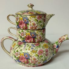 Vintage Royal Winton Grimwades Chintz Stacking Teapot “Summertime” Pattern
