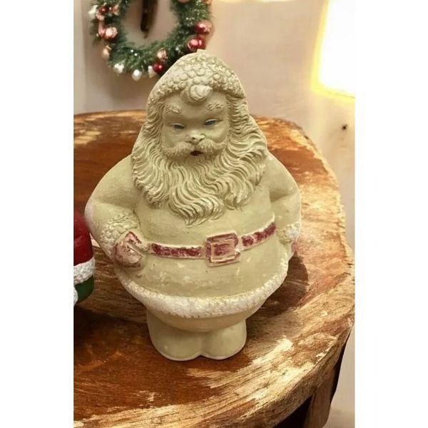 vintage christmas decor kitsch ANTIQUE SANTA CHRISTMAS 7.5 CHALKWARE