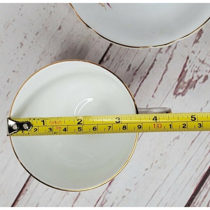 Hamilton Made In England Fine Bone China Red Rose Tea Cup And Saucer Gold Trim - detail