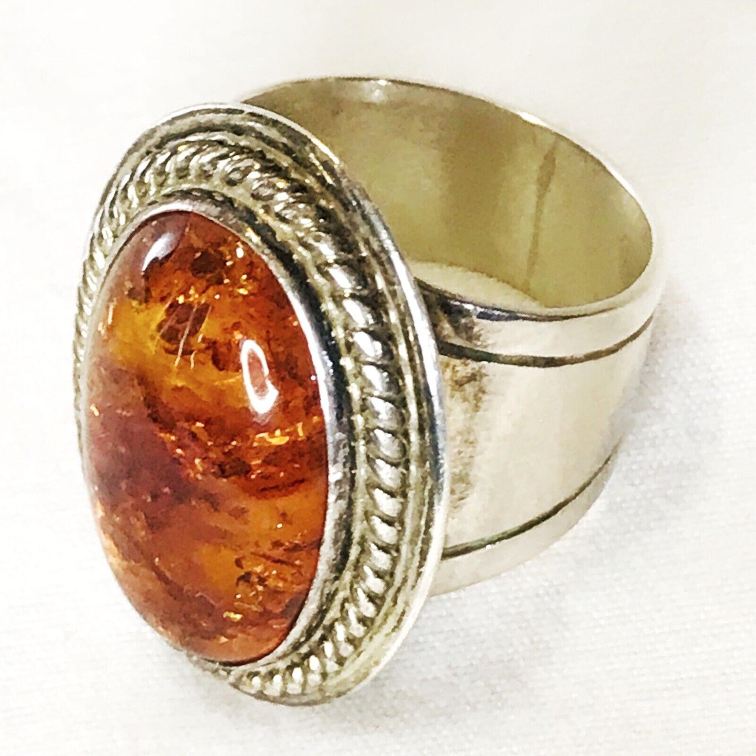 925 Sterling Silver Baltic Amber Ring DRT Desert Rose Trading Sz 9.5