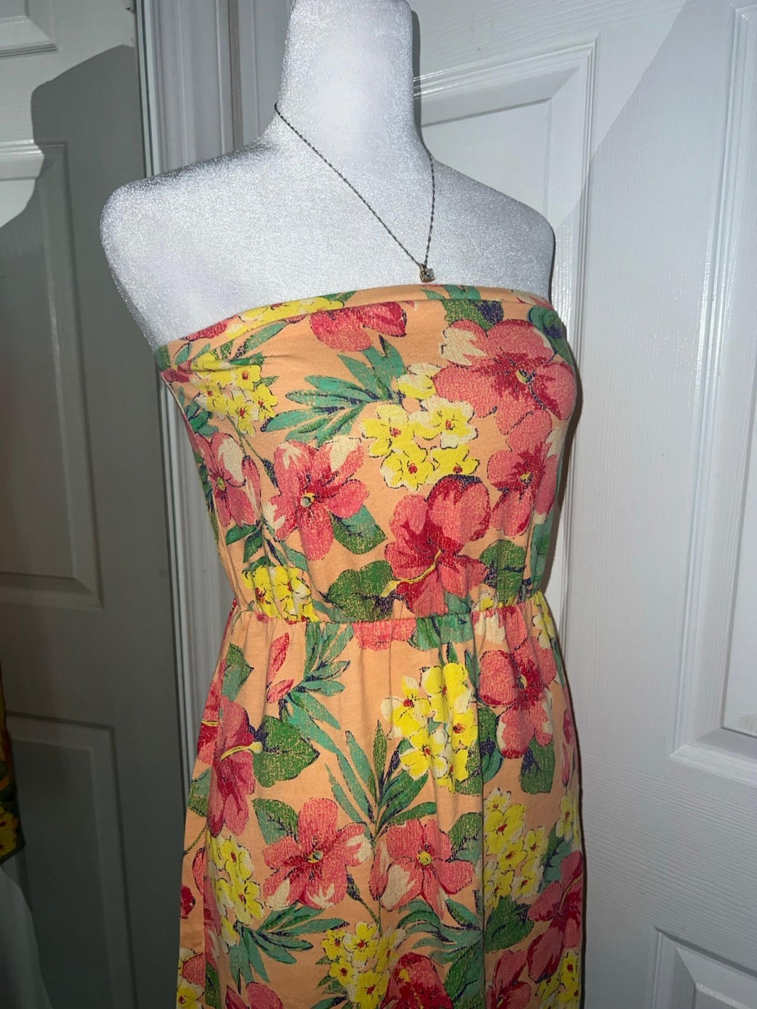 Adorable Tropical Floral Print Strapless Dress Size XS