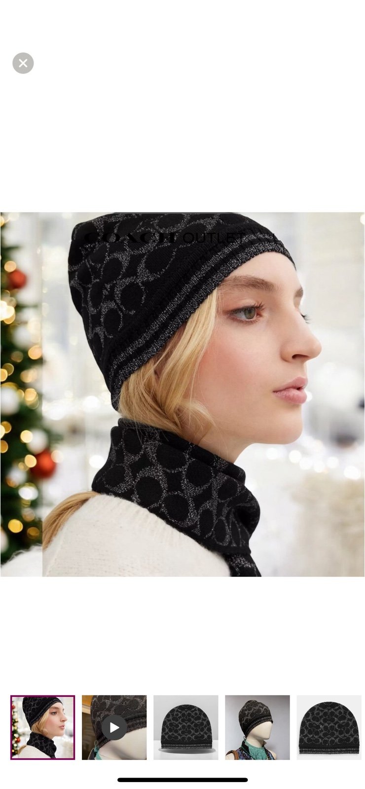 COACH Signature Wool Metallic Knit Beanie NEW ARRIVAL.