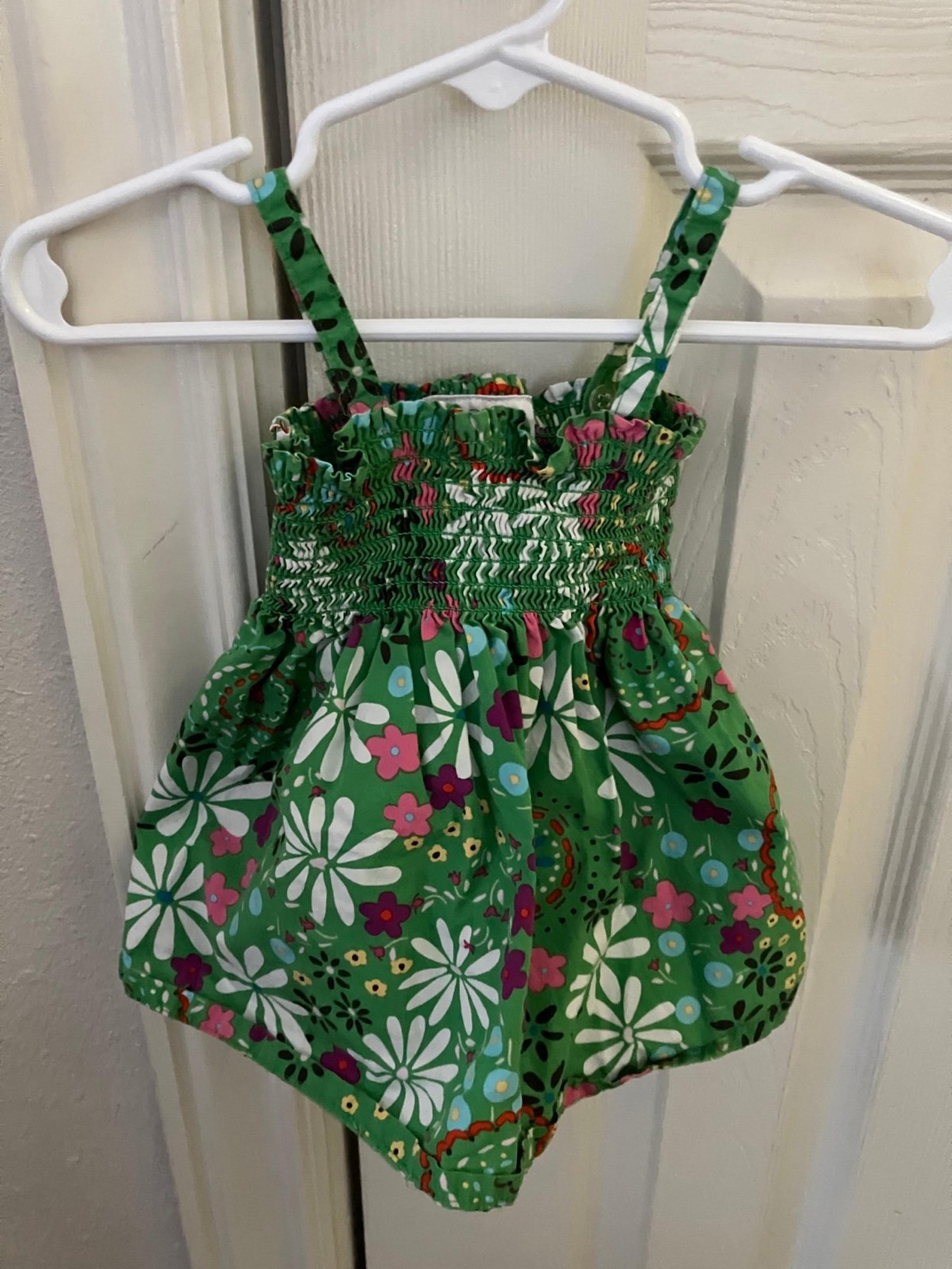 Hanna Andersson Green Floral Dress 18-24 mo