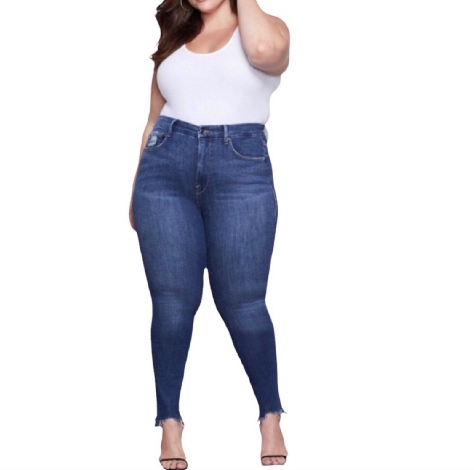 Good American `Good Legs’ Extreme Stiletto Denim Jeans Plus Size 24 NWT