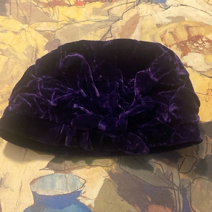 Vintage Purple Velvet Hat Small Head Friendly Only