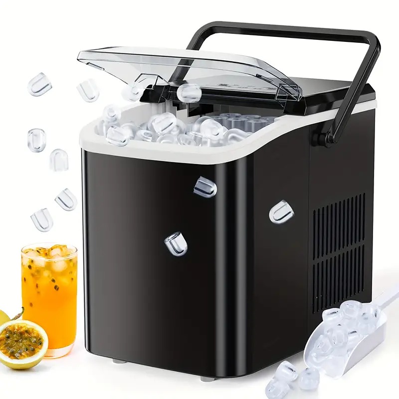 Countertop Ice Maker, Nugget Portable Ice Machine, 9 Bullet Ice Cubes in 6 Mins,