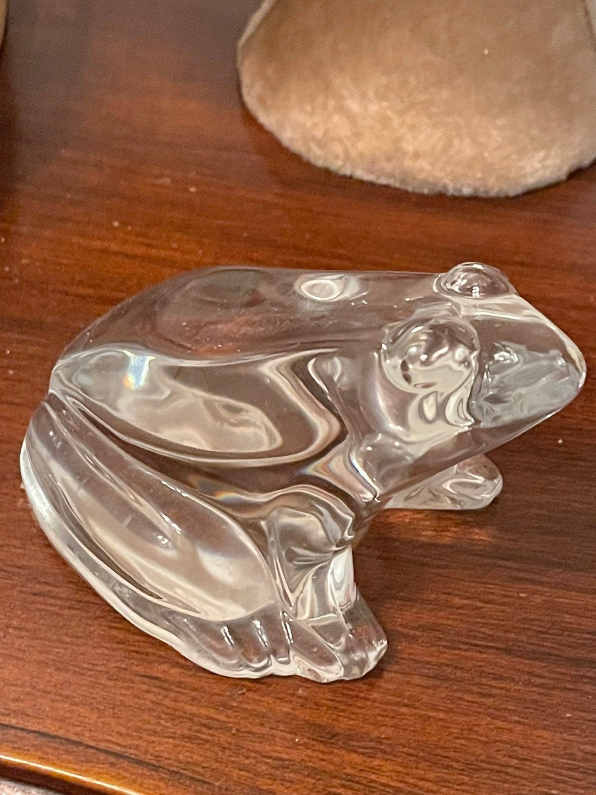 Vintage Baccarat Crystal Frog paperweight figurine 3 inches tall x 4.5 inches