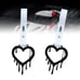 New 2PCS Drip Heart Shaped Black JDM TSURIKAWA Handle White Strap Charm Drift