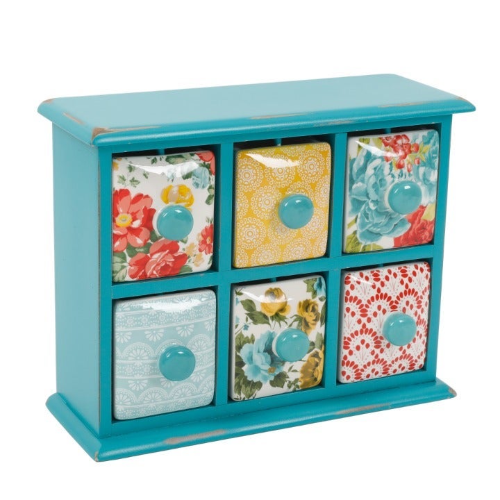 Pioneer Woman Tea Box Teal