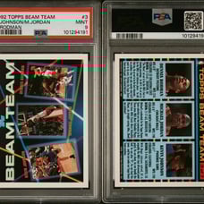 1992 Topps Beam Team Card Johnson, Michael Jordan Dennis Rodman #3 PSA 9 Mint
