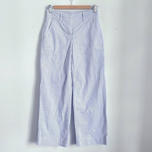 Vineyard Vines wide leg seersucker striped mid rise cropped trousers pants sz 00