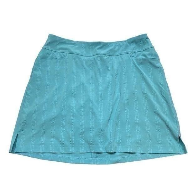 New Lady Hagen Women's Seersucker 17'' Golf Skort Size 1X Dusty Teal