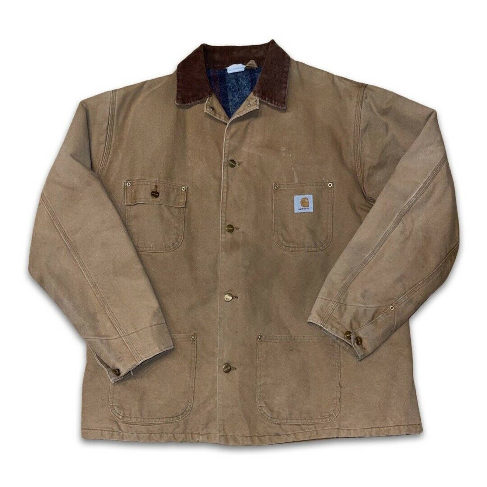 Vintage 90s Blanket Lined Chore Coat Detroit Brown Jacket Heavy Work Jacket