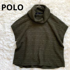 Polo Ralph Lauren High Neck Knit Vest in Khaki, Wool, Cashmere