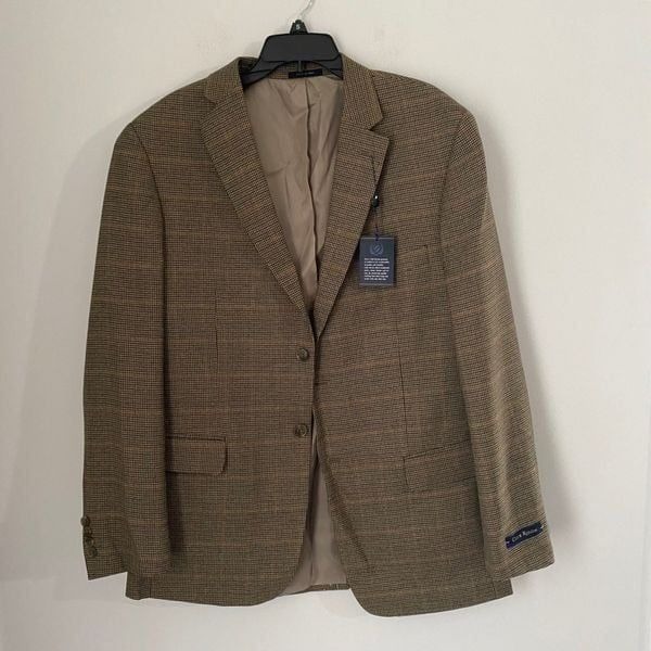 Club Room Men’s Houndstooth Pattern Brown Suit Jacket size 42Long