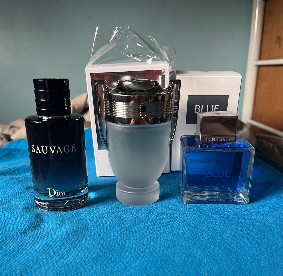 Dior Sauvage edt 3.4 oz paco rabanne invictus aqua 3.4 oz blue seduction 3.4 oz