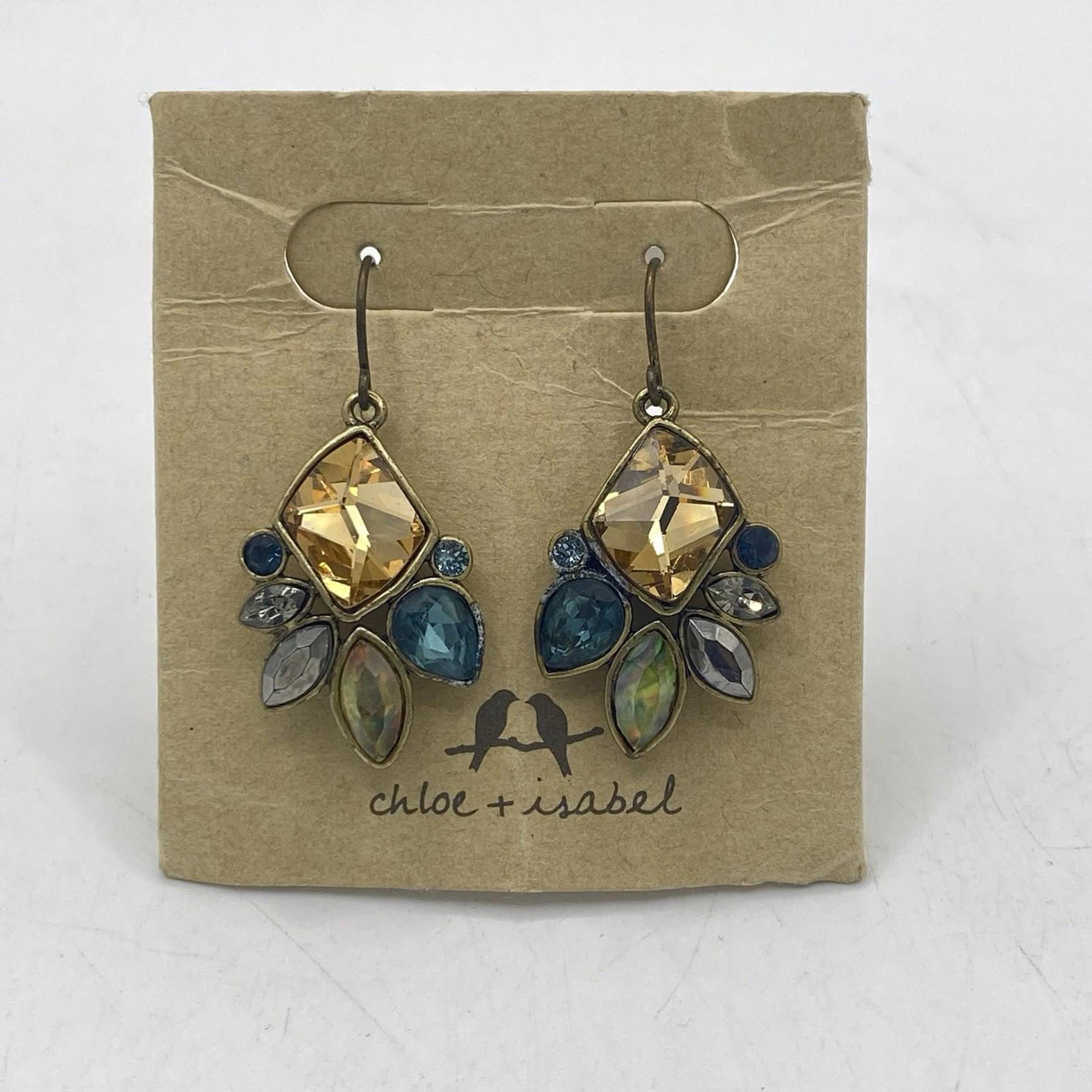 Chloe + Isabel Sunset on the Siene Blue Gold Crystal Earrings