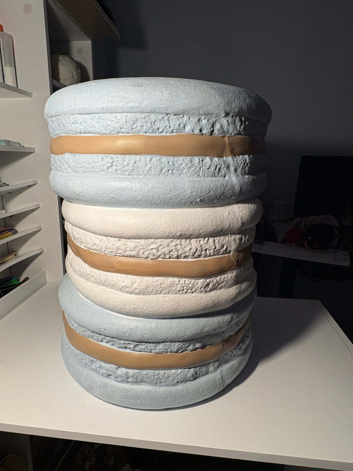 VIRAL Macaroon Stool Pastel Blue Flower