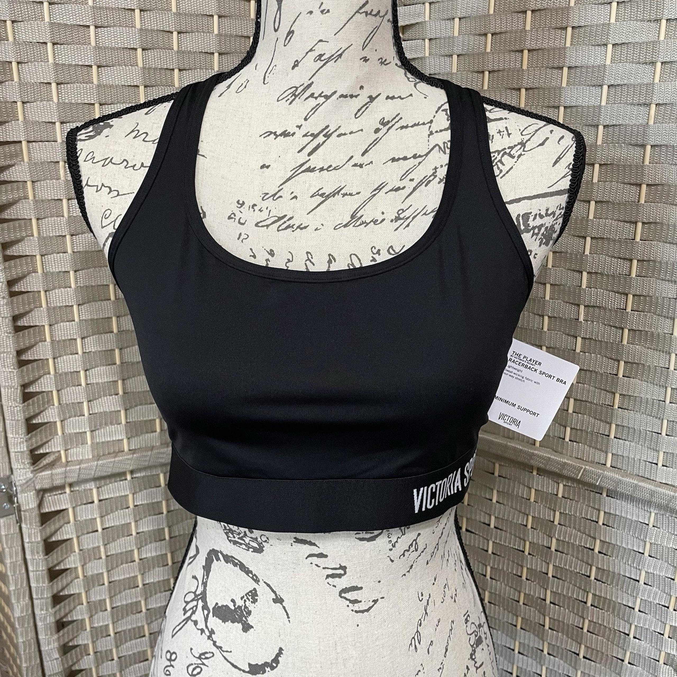 THE PLAYER by Victoria's Secret Racerback Sport Bra Women’s Size L Black NEW