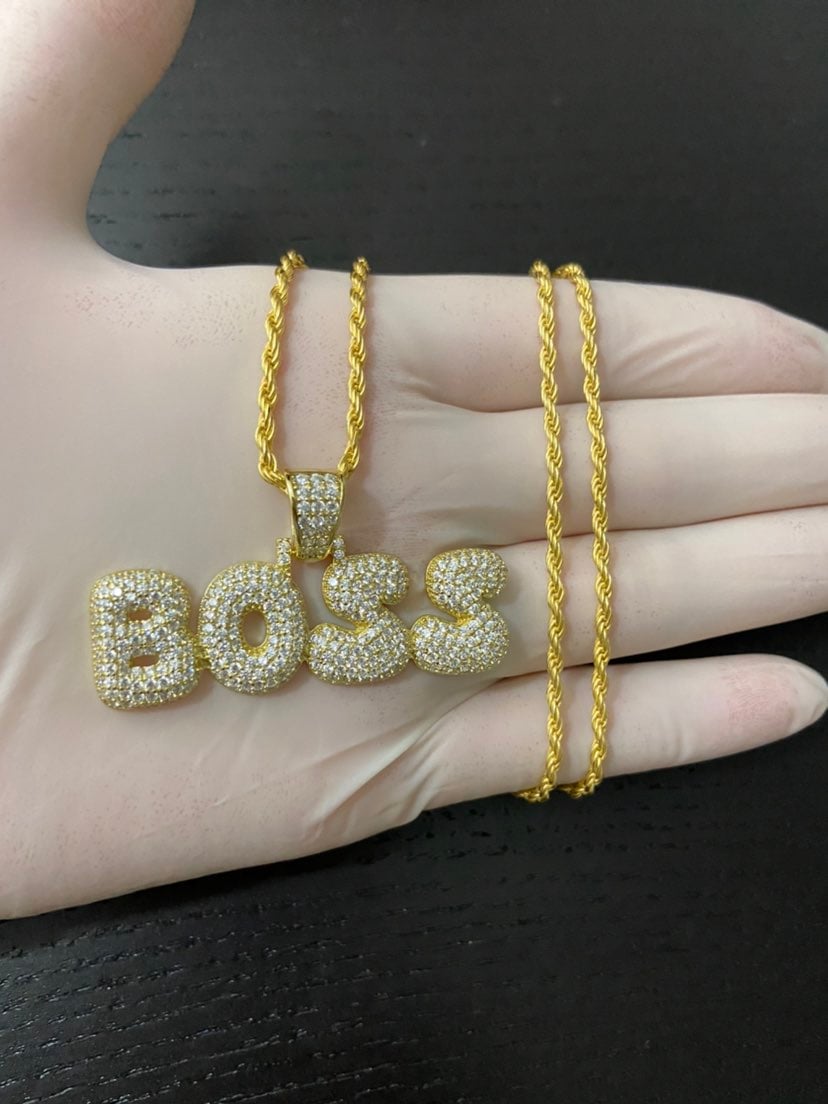 Real 925 sterling diamond BOSS necklace