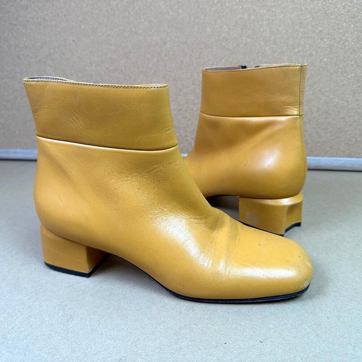 Marni Mod Yellow Leather Minimalist Designer Boot EU Size 38 / US 8