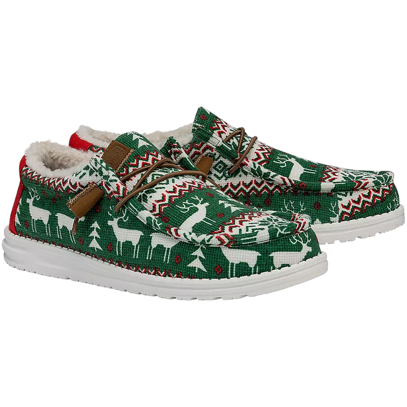 Hey Dude Wally Ugly Christmas Sweater Reindeer Games Green Shoes Men's Size 10