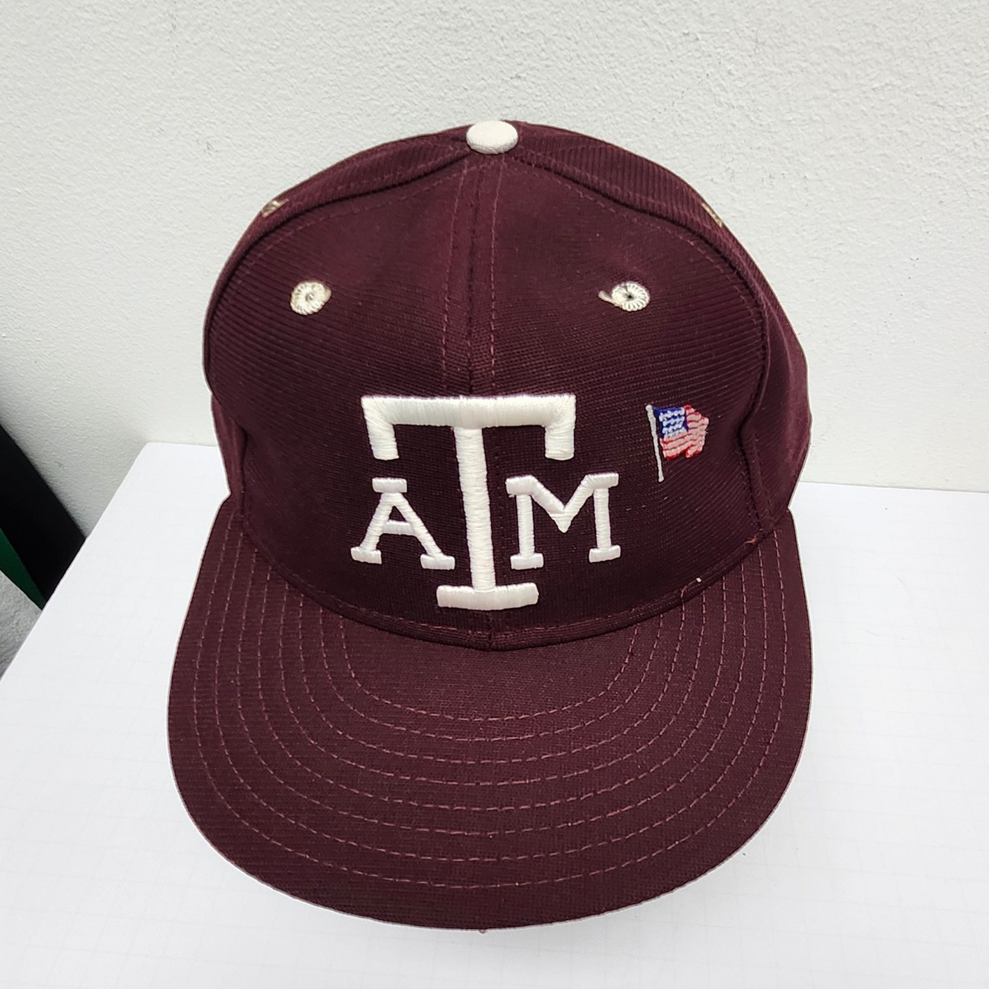 Vintage Texas A&M Aggies Hat Cap Fitted Gig Em Maroon Size 8 New Era