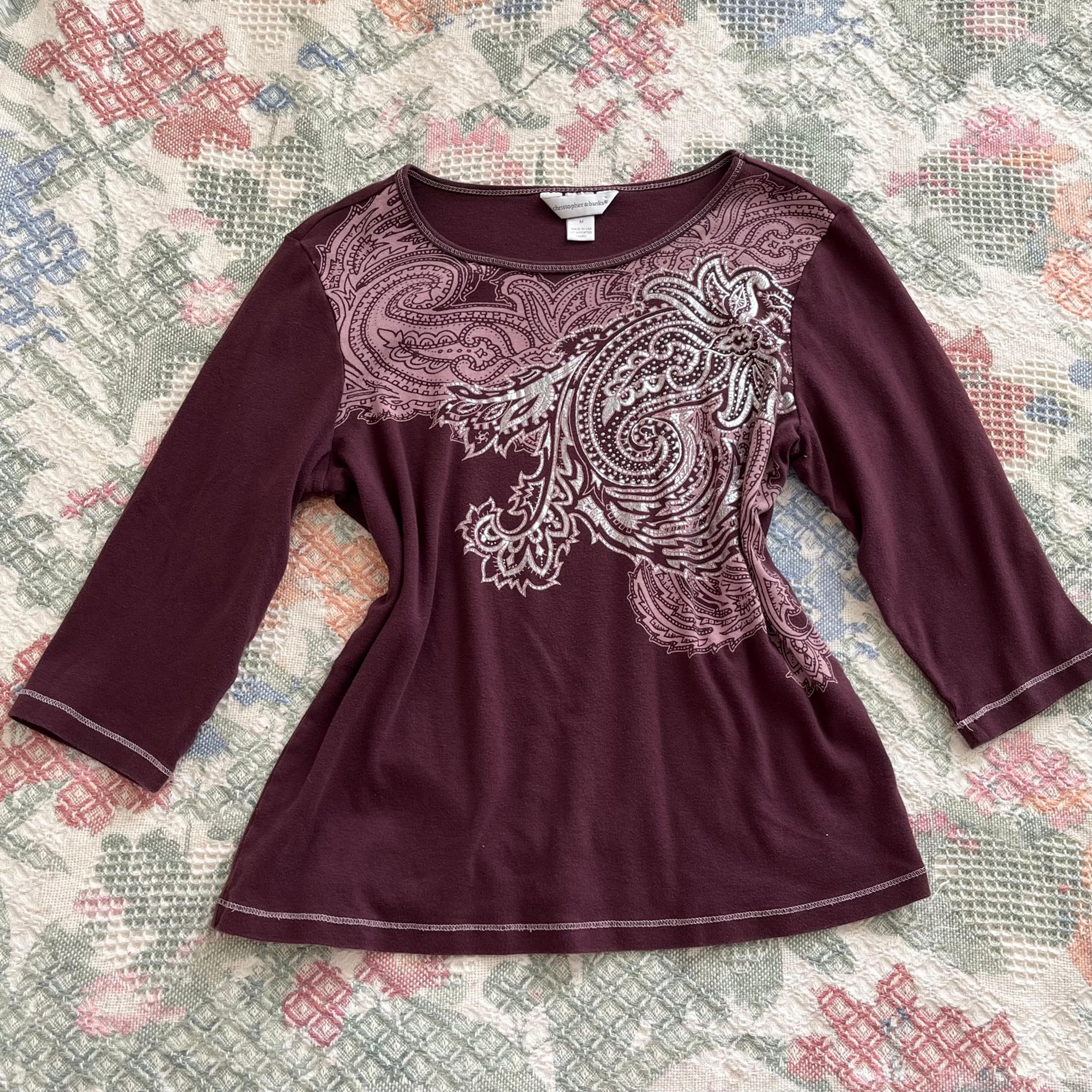 Burgundy bedazzled top