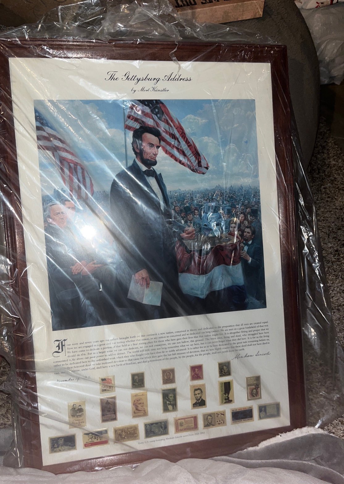 20 original ABRAHAM LINCOLN U.S. postage stamps MORT KUNSTLER Gettysburg Address