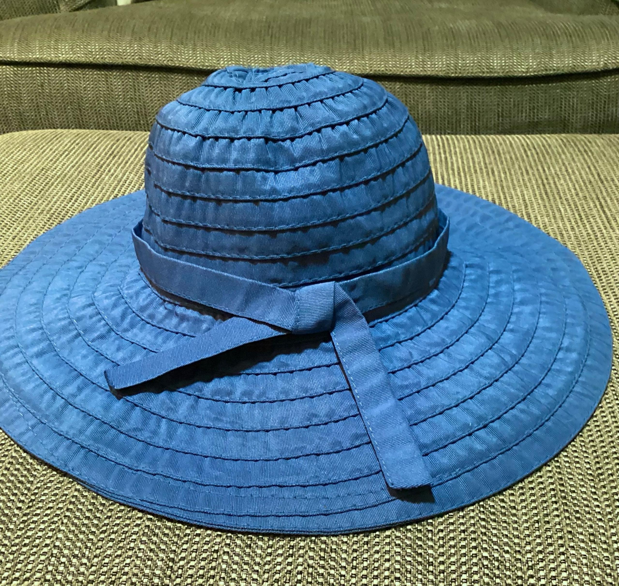 Scala Women’s Collezion Ribbon Sun Hat Packable Crushable, Blue one size