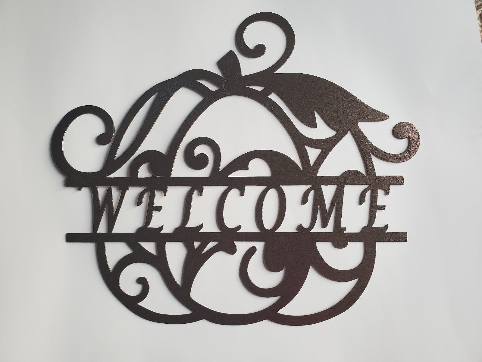 Pumpkin welcome sign, metal