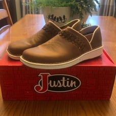 JUSTIN Brown Leather Slip On Shoes