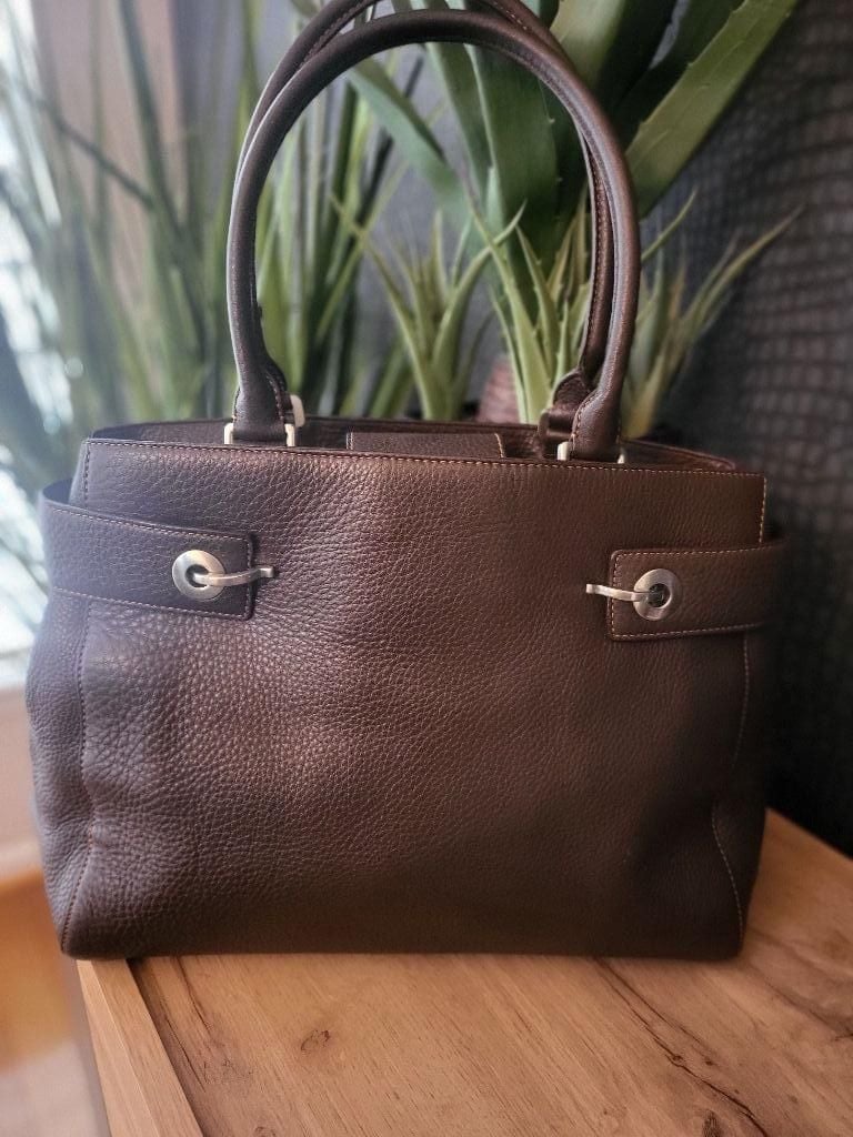 Women's Levenger Brown Pebbled Leather Handbag
