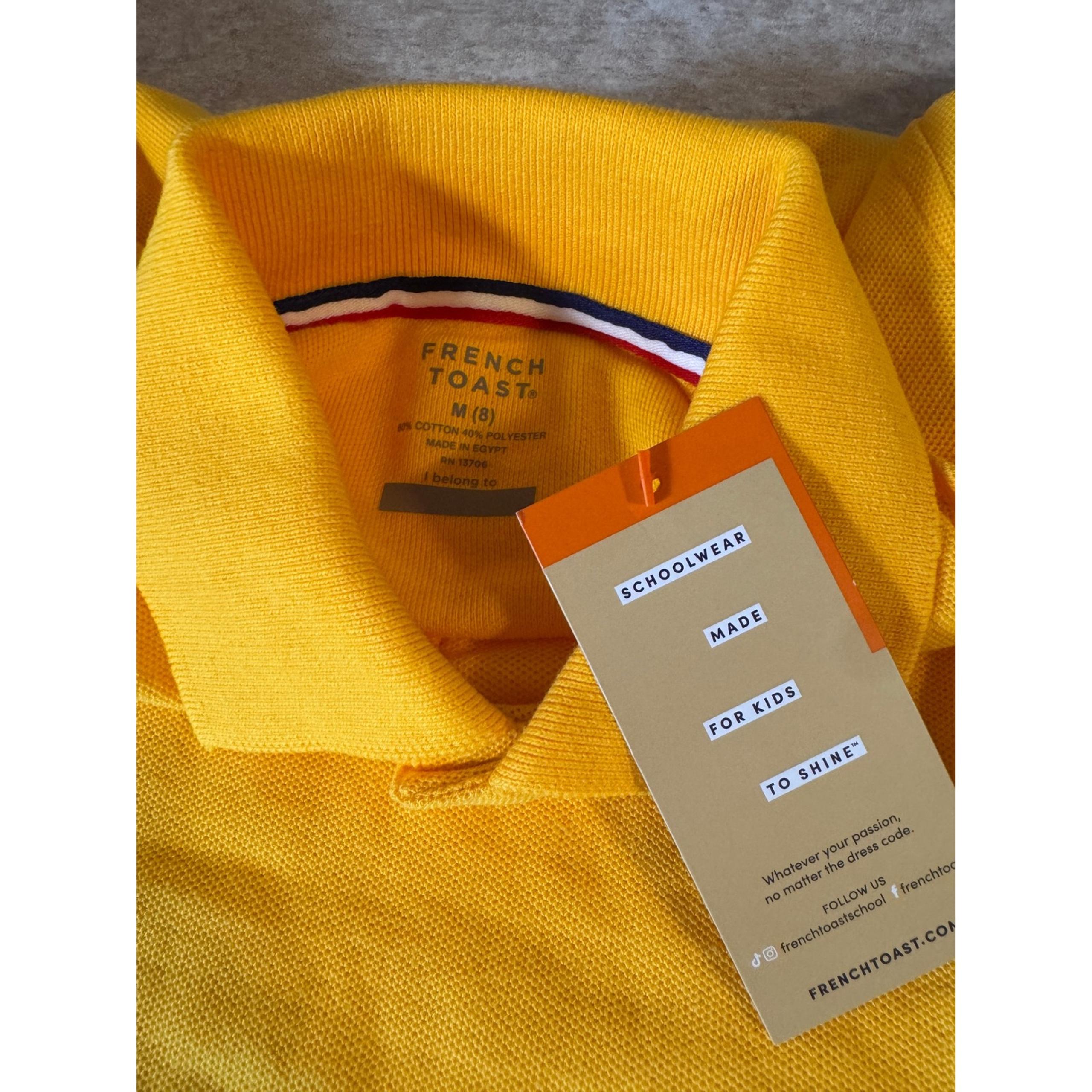 French Toast Long Sleeve Polo Shirt Kids Size M (8) Yellow Cotton Blend NWT