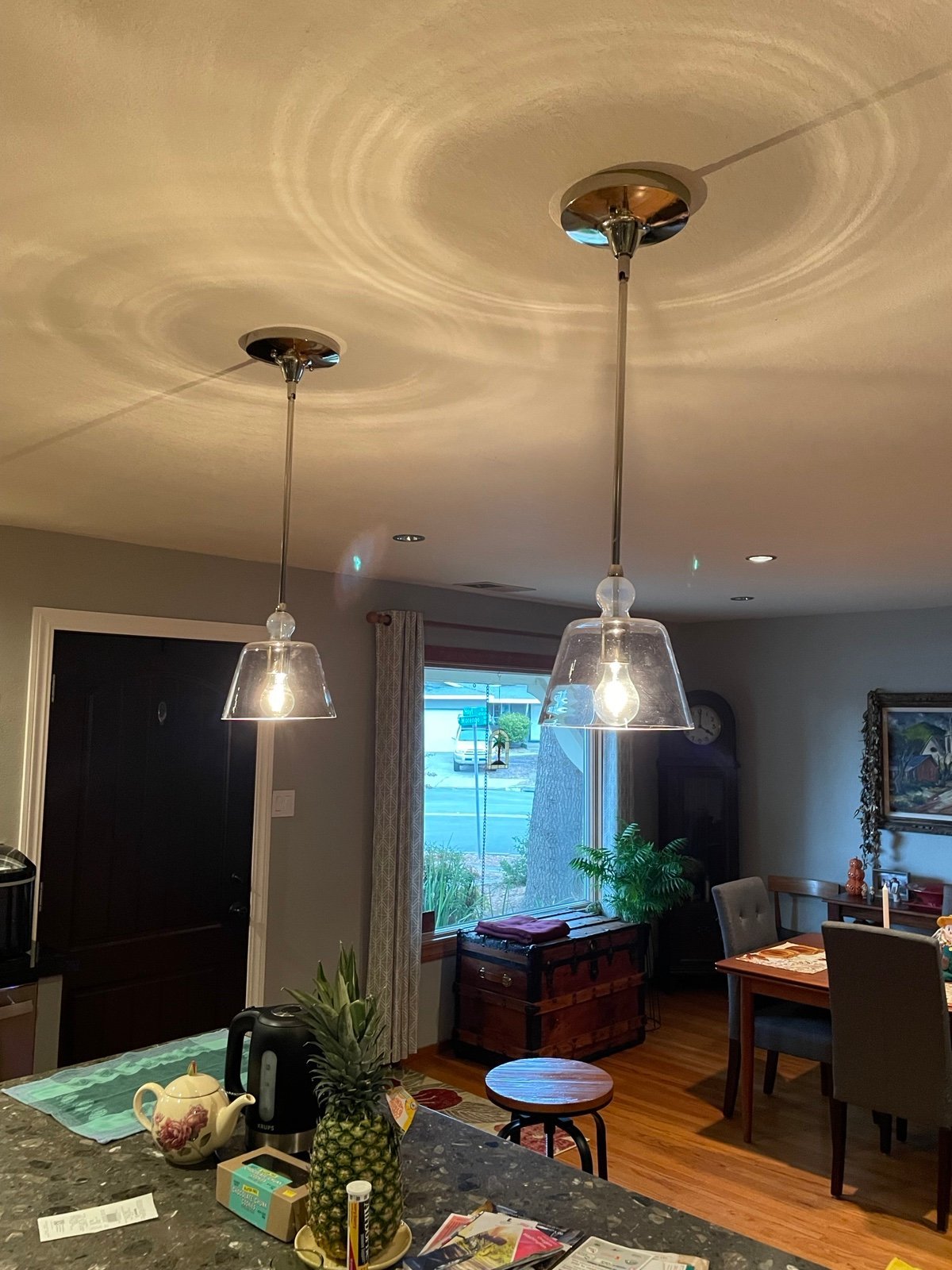 Glass Light Pendants, Polished Nickel