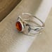 925 Sterling Silver natural Carnelian Ring in US Size 8 Delicate Ring