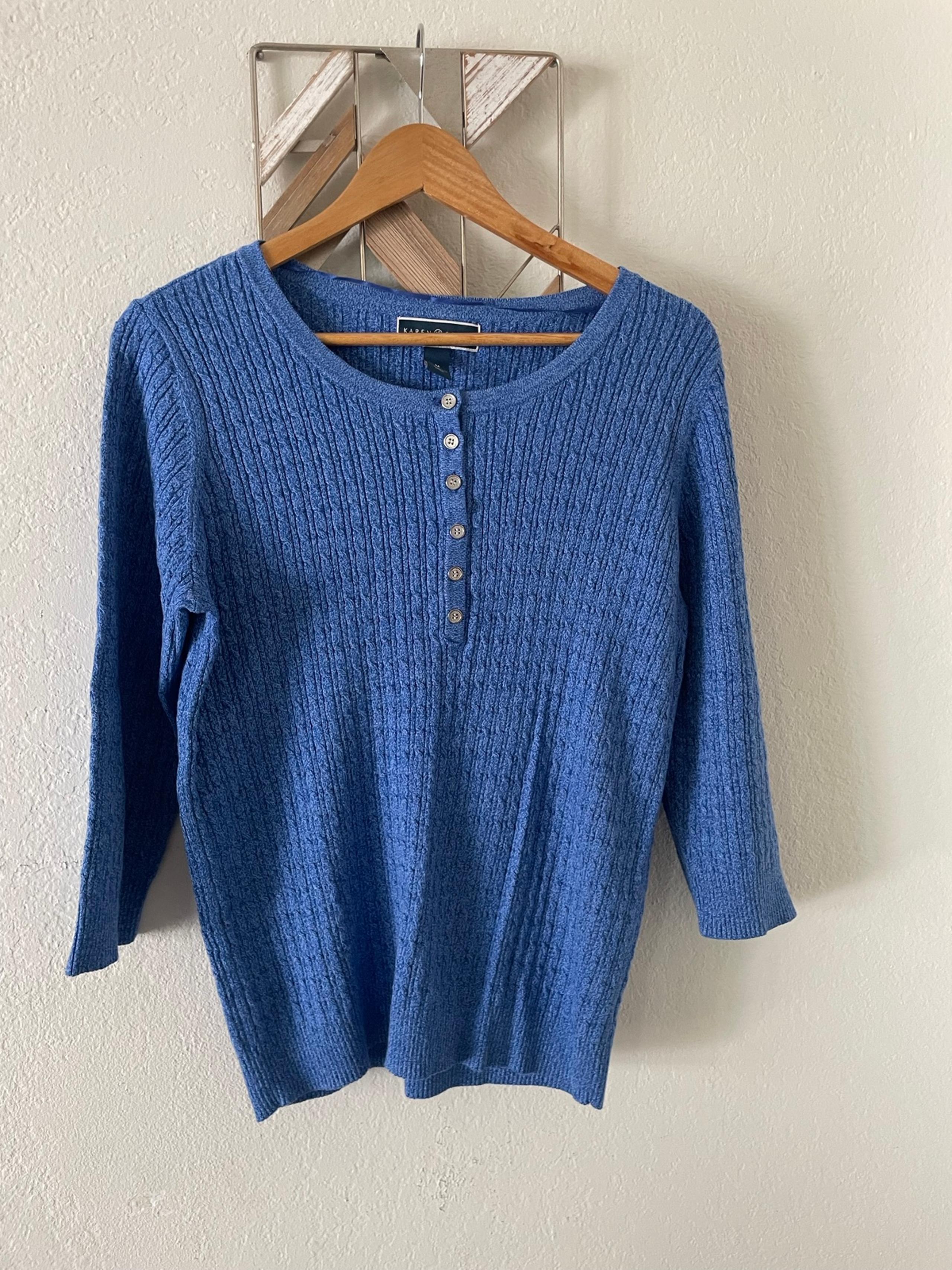 Karen Scott quarter sleeve button front sweater