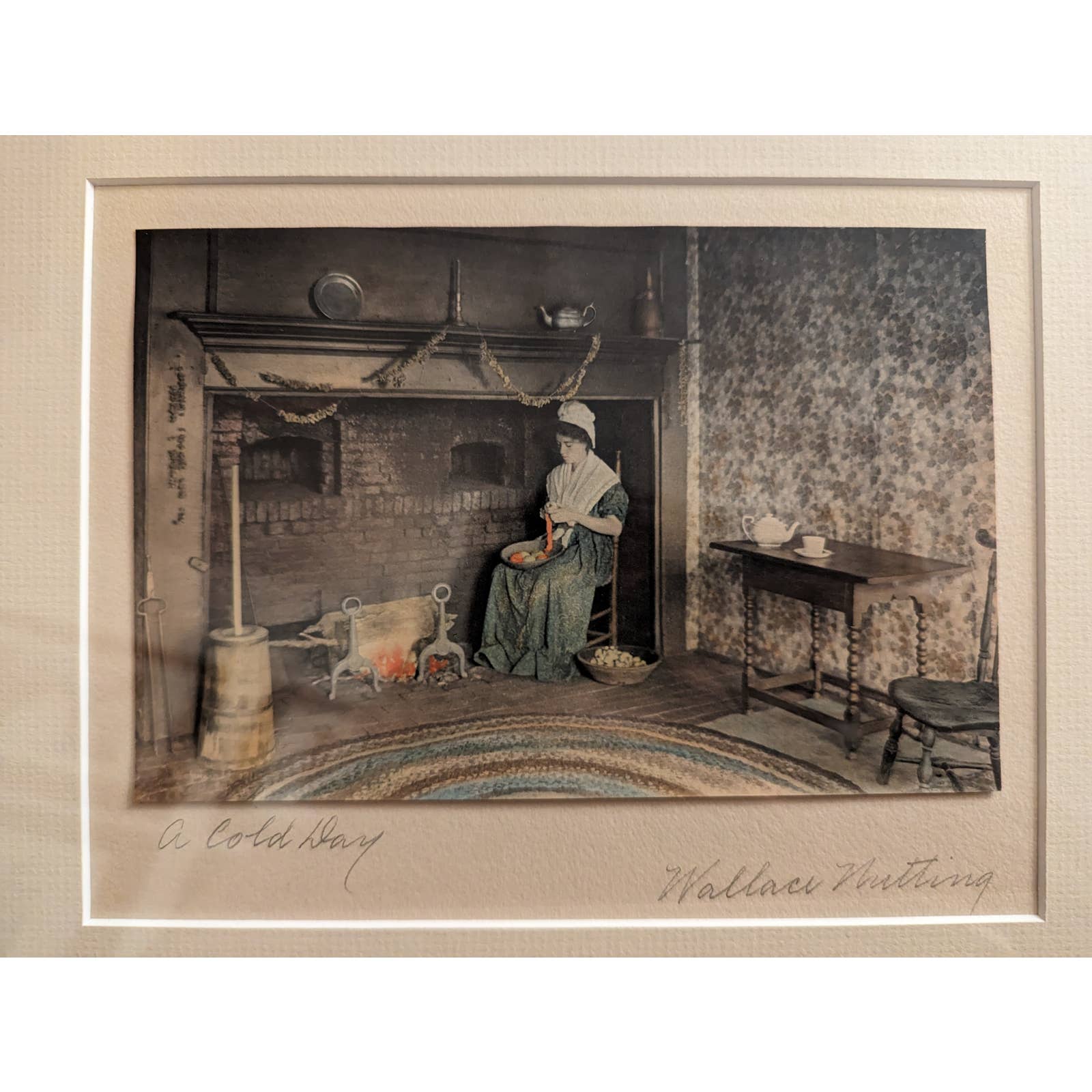 Wallace Nutting Colored Print - A Cold Day -Art