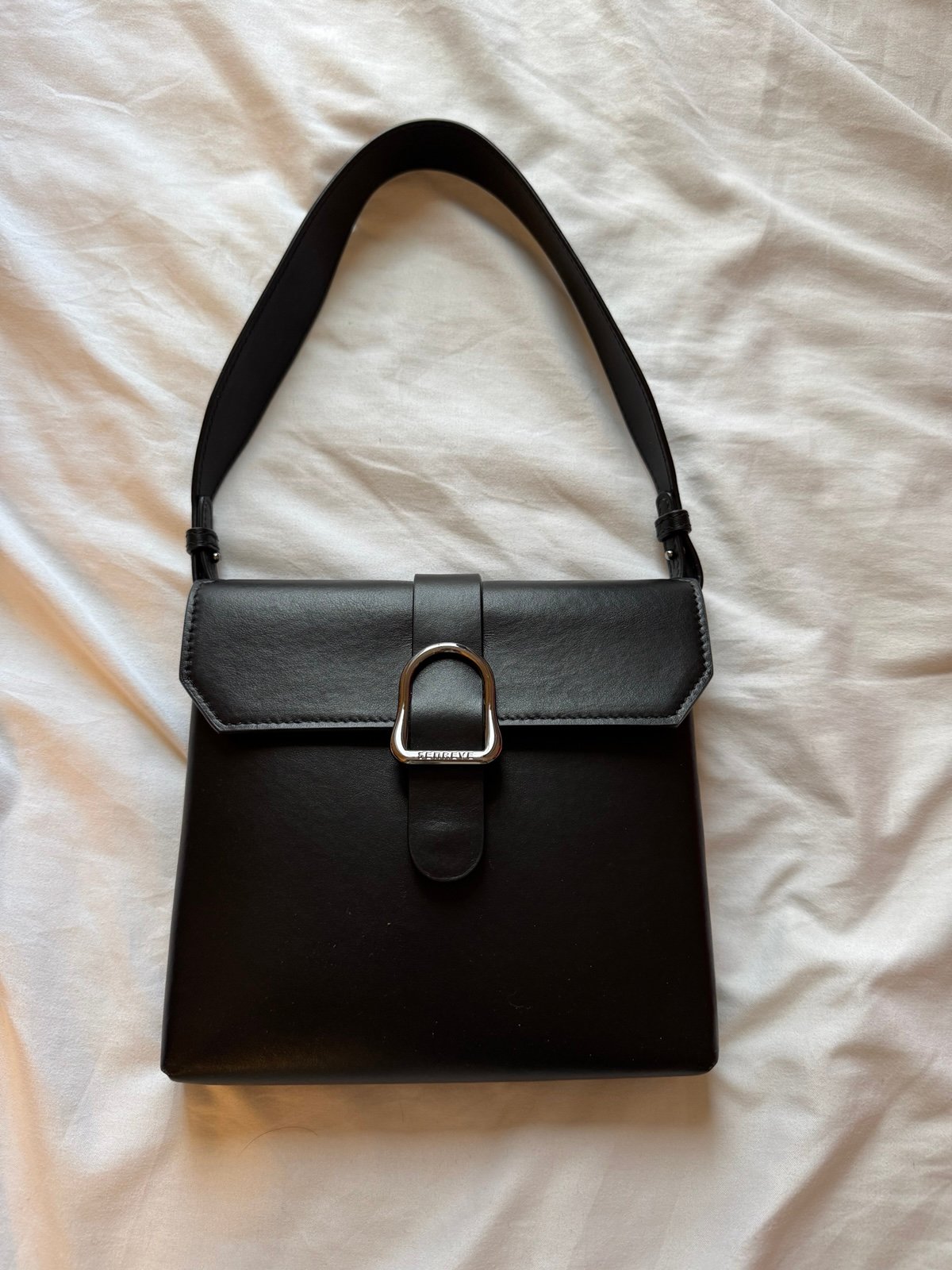 Senreve Cavalla Black Leather Saddle Bag