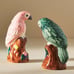 Anthropologie Loro Salt And Pepper Shaker Set Bird Parrots Green Peach